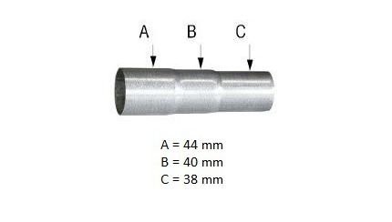 Uitlaat verloopstuk Ø 38 - 40 - 44 mm