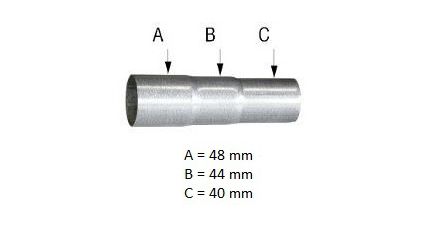 Uitlaat verloopstuk Ø 40 - 44 - 48 mm