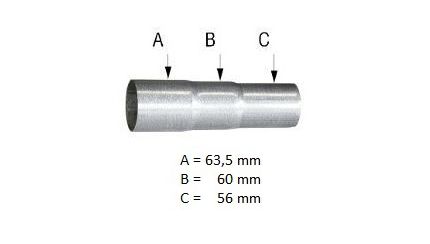 Uitlaat verloopstuk Ø 56 - 60 - 63,5 mm