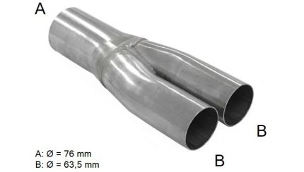 Uitlaat Y-stuk Ø 76/63,5 mm